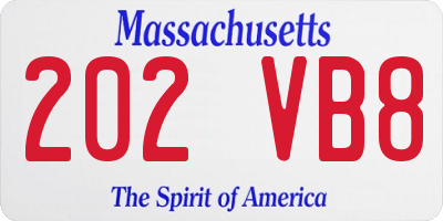MA license plate 202VB8