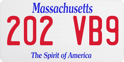 MA license plate 202VB9