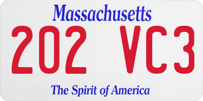MA license plate 202VC3