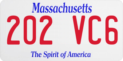 MA license plate 202VC6