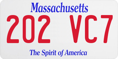 MA license plate 202VC7