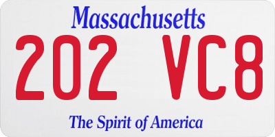 MA license plate 202VC8