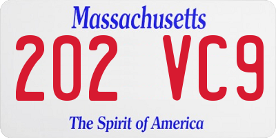 MA license plate 202VC9