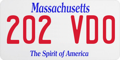 MA license plate 202VD0