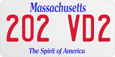 MA license plate 202VD2