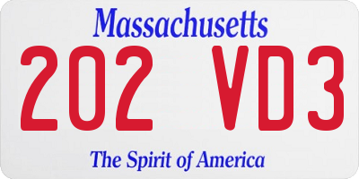MA license plate 202VD3