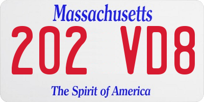 MA license plate 202VD8