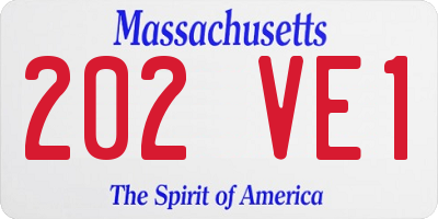 MA license plate 202VE1