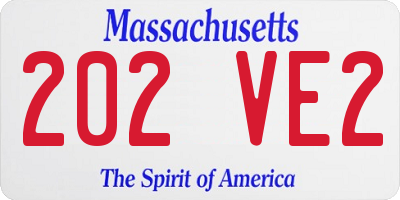 MA license plate 202VE2