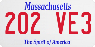 MA license plate 202VE3