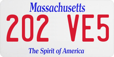 MA license plate 202VE5