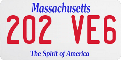 MA license plate 202VE6