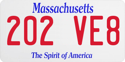 MA license plate 202VE8
