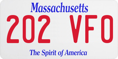 MA license plate 202VF0