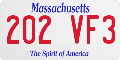 MA license plate 202VF3