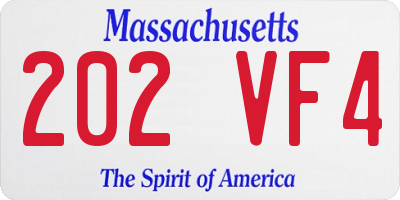 MA license plate 202VF4