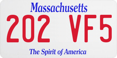 MA license plate 202VF5