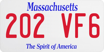 MA license plate 202VF6