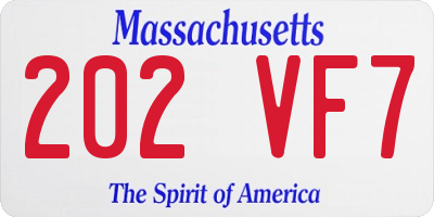 MA license plate 202VF7