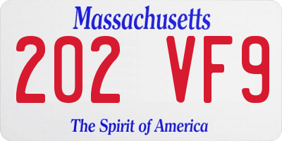 MA license plate 202VF9