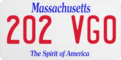 MA license plate 202VG0