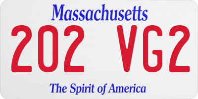 MA license plate 202VG2