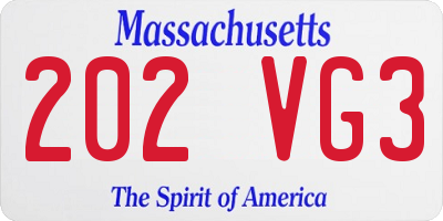 MA license plate 202VG3