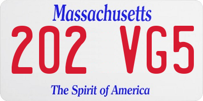 MA license plate 202VG5