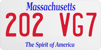 MA license plate 202VG7