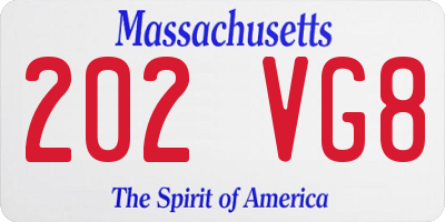 MA license plate 202VG8