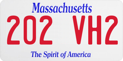 MA license plate 202VH2