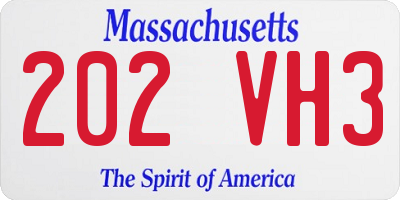 MA license plate 202VH3