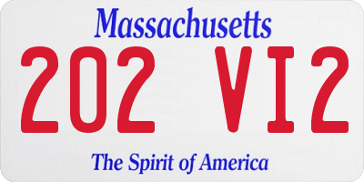 MA license plate 202VI2