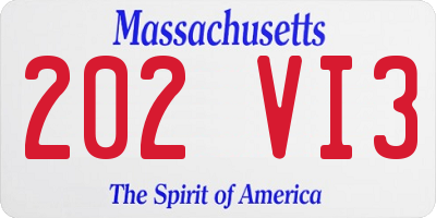 MA license plate 202VI3