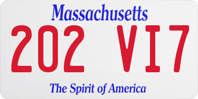 MA license plate 202VI7