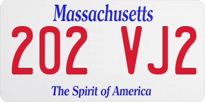 MA license plate 202VJ2