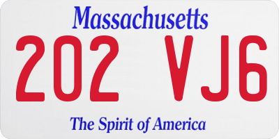 MA license plate 202VJ6