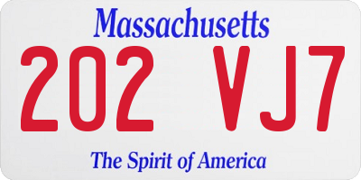 MA license plate 202VJ7