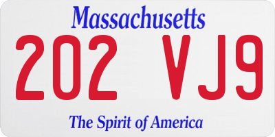 MA license plate 202VJ9