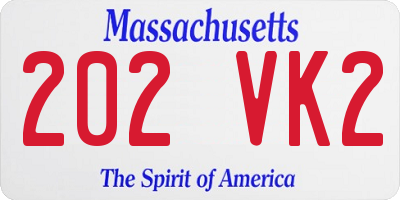 MA license plate 202VK2