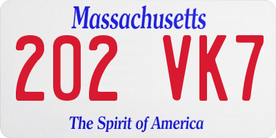 MA license plate 202VK7