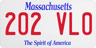 MA license plate 202VL0