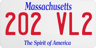 MA license plate 202VL2