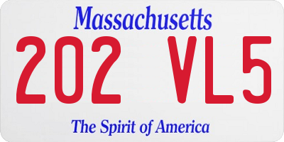 MA license plate 202VL5