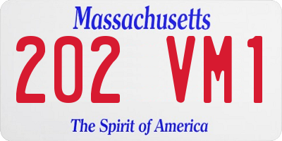 MA license plate 202VM1