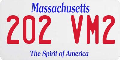 MA license plate 202VM2