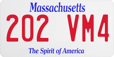 MA license plate 202VM4