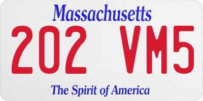 MA license plate 202VM5
