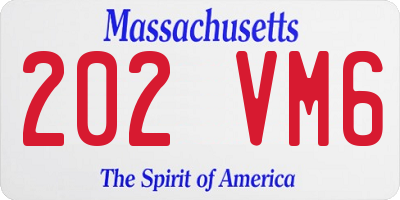 MA license plate 202VM6