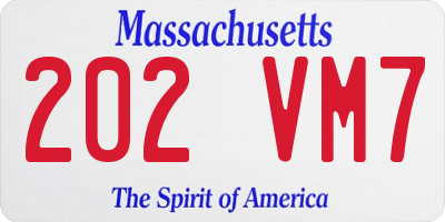 MA license plate 202VM7